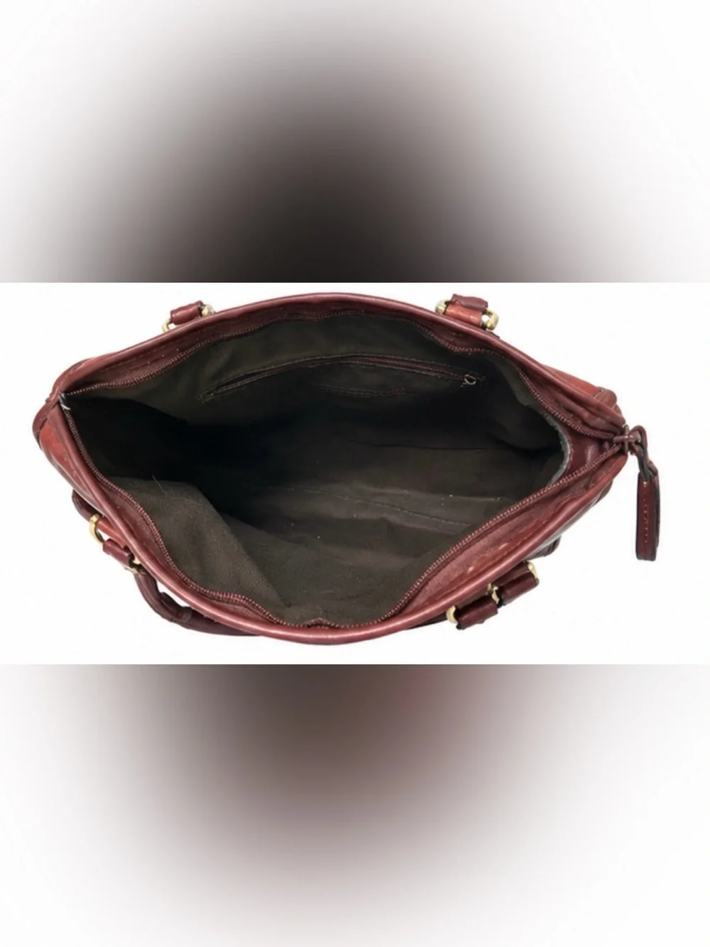 Del Mano Woven Burgundy Brown Structured Satchel Handbag